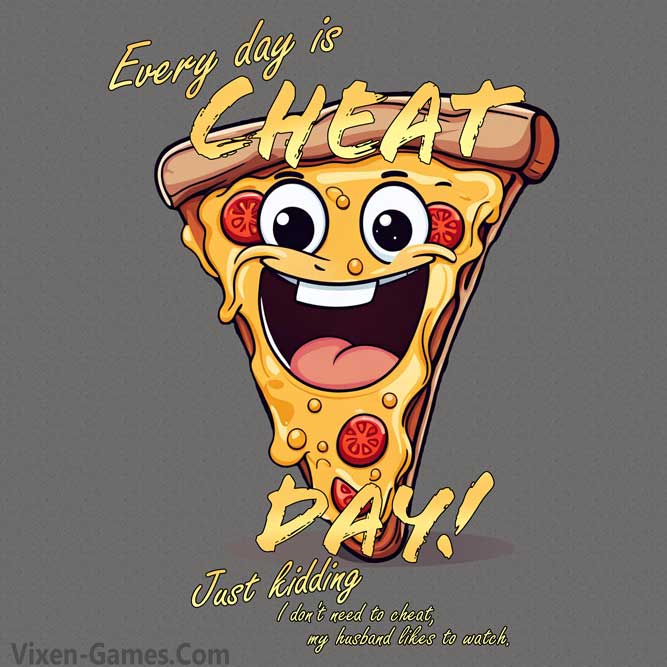 Cheat Day For Hotwives and Swingers who have husbands that like to watch funny swinger shirt with goofy pizza face