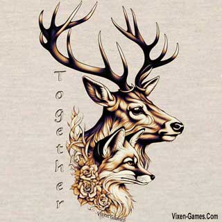Stag and Vixen dynamic together T-shirt design
