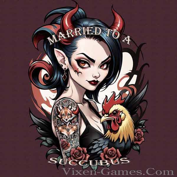 Married To A Succubus Hotwife Vixen Hotwife and Stag views towards her behavior T Shirt design