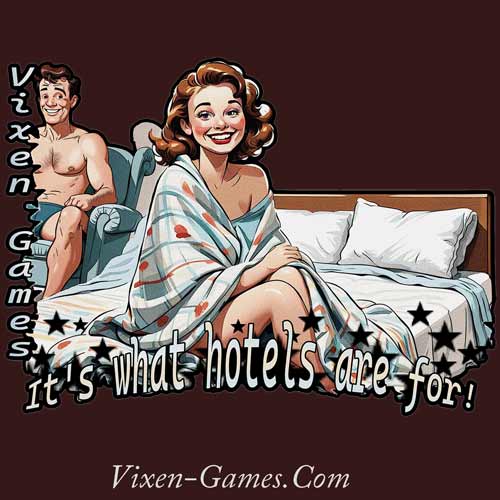 Vixen Games are what hotels are for with Vixen and Stag T-shirt 