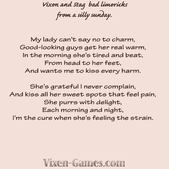 vixen and stag bad limericks from a silly Sunday