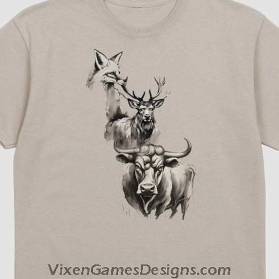 Top favorite designs for 2024 Trifecta Vixen Stag and Bull Basic T-shirt